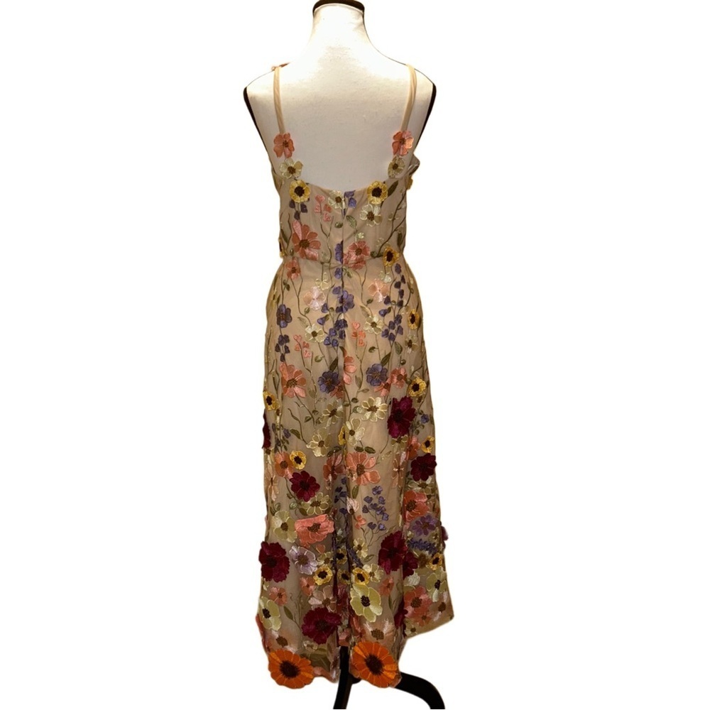 Tan Scoop Neck Sleeveless Midi Sundress for Weddings - Picture 2 of 6